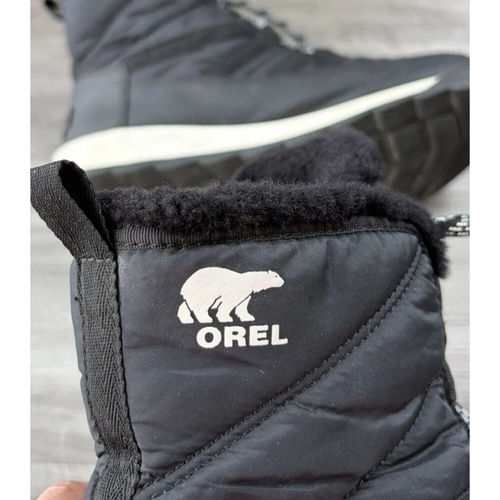 SOREL Whitney II Short Lace Winter Boots Womens Size 9 Black Waterproof Snow